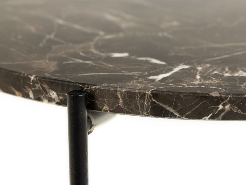 Šoninis staliukas Norsica 609 (Rudas marmuras + Juoda)