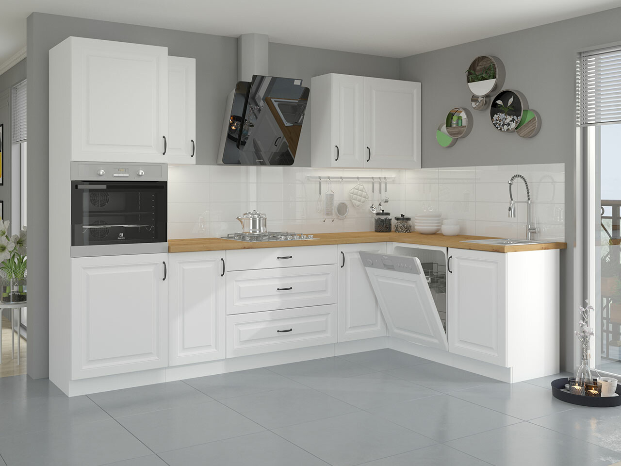 Modulinis virtuvės komplektas Retro White 148