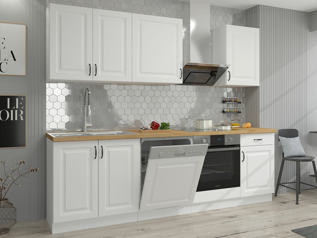 Modulinis virtuvės komplektas Retro White 150