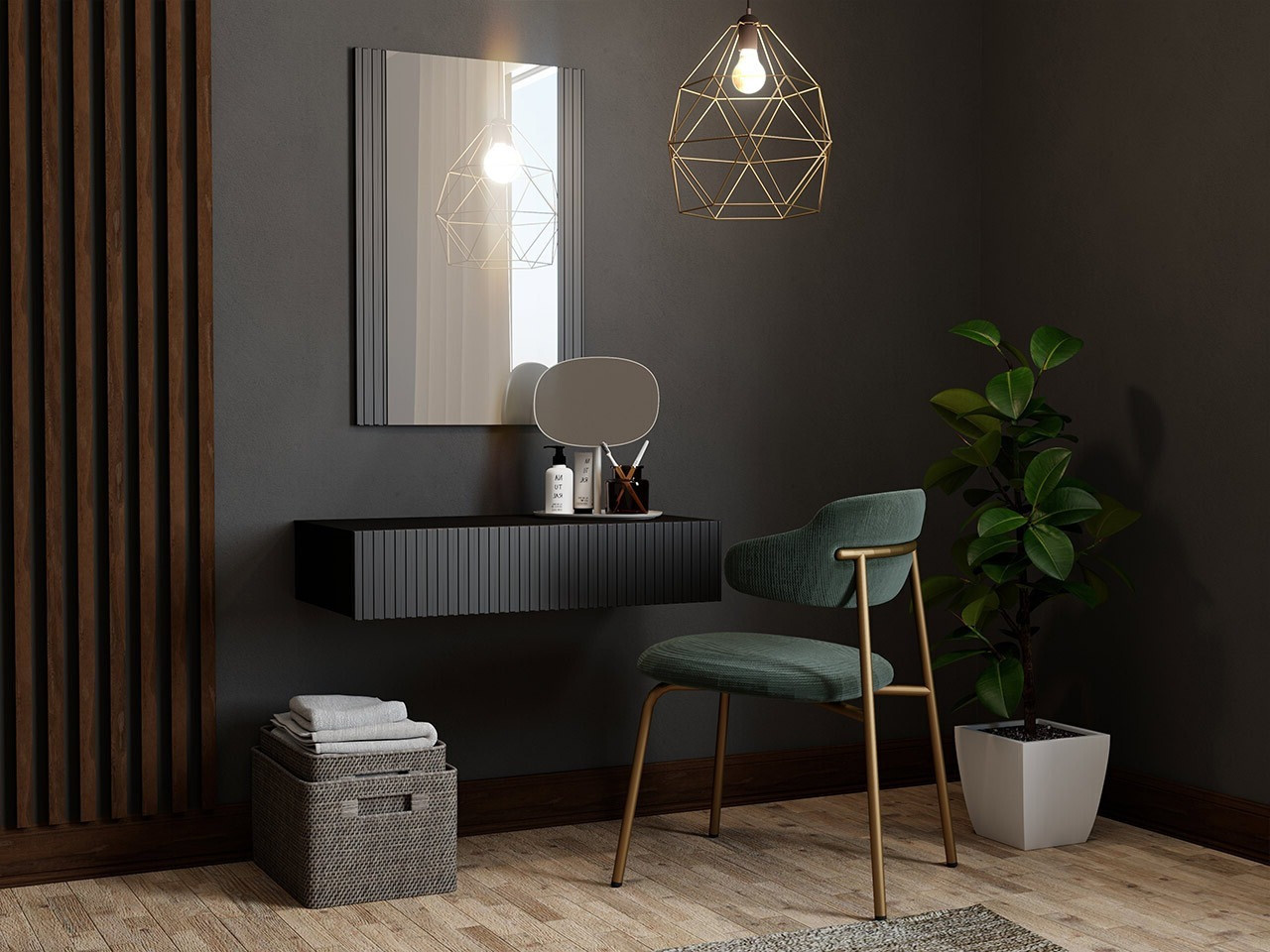 Makiažo staliukas Dicto (Juoda)