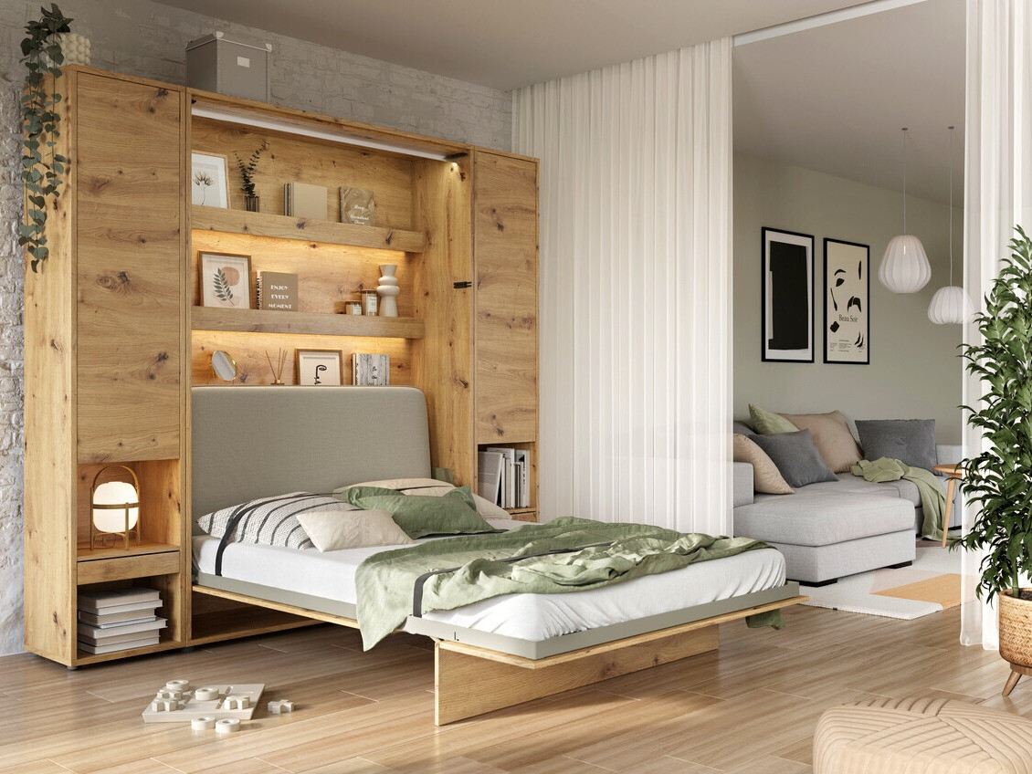 Šviesiai rudos lovos - spintos