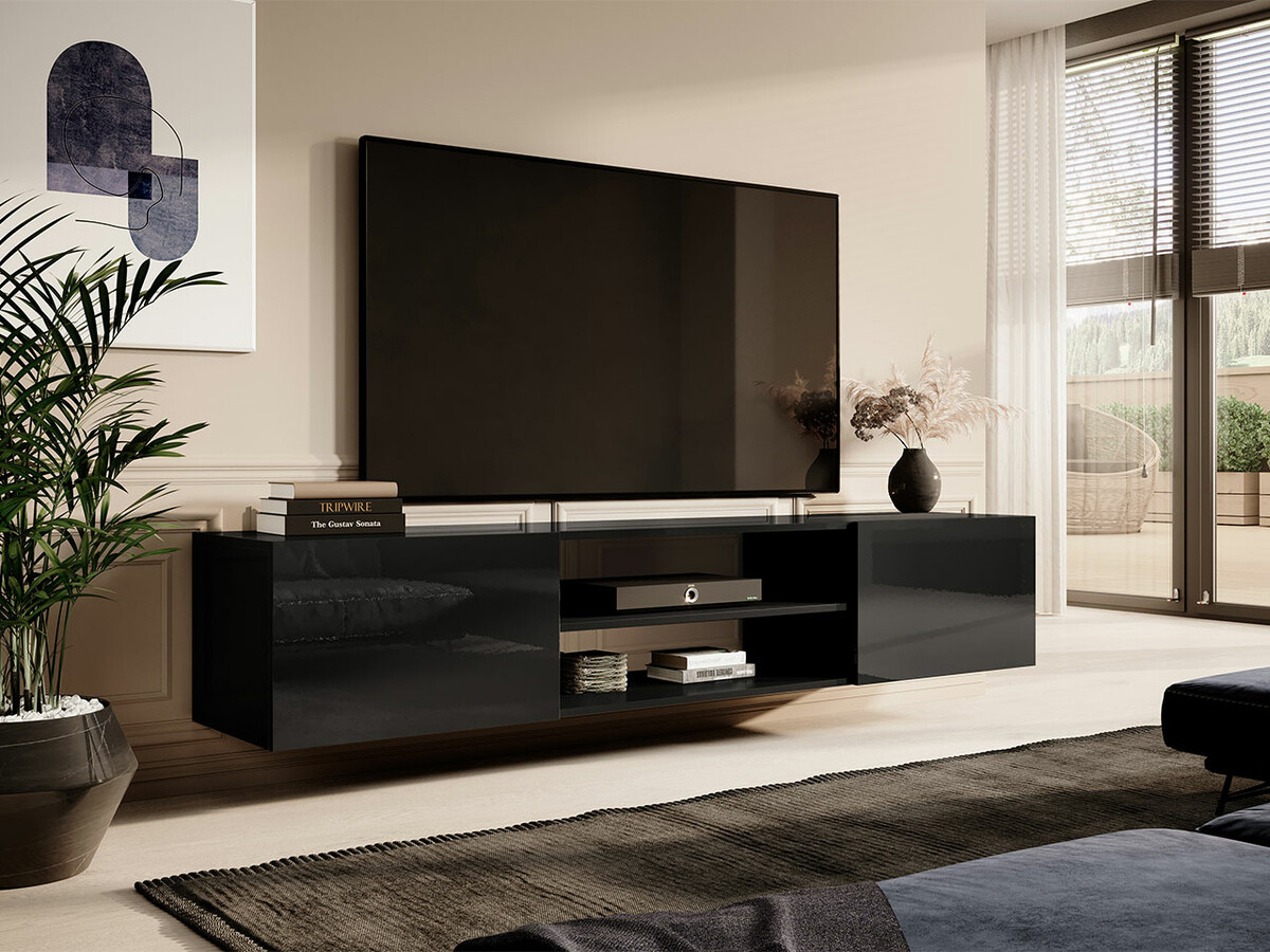 TV staliukas Imago II (Juoda + Blizgi juoda)