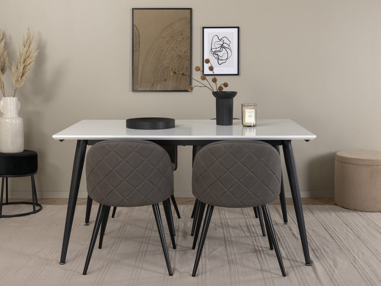 Valgomojo komplektas Dallas 2738 (Pilka + Juoda)