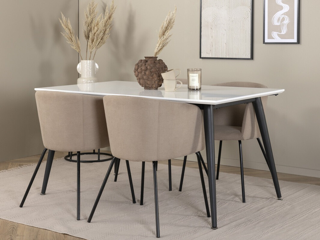 Valgomojo komplektas Dallas 2739 (Smėlinė + Juoda)