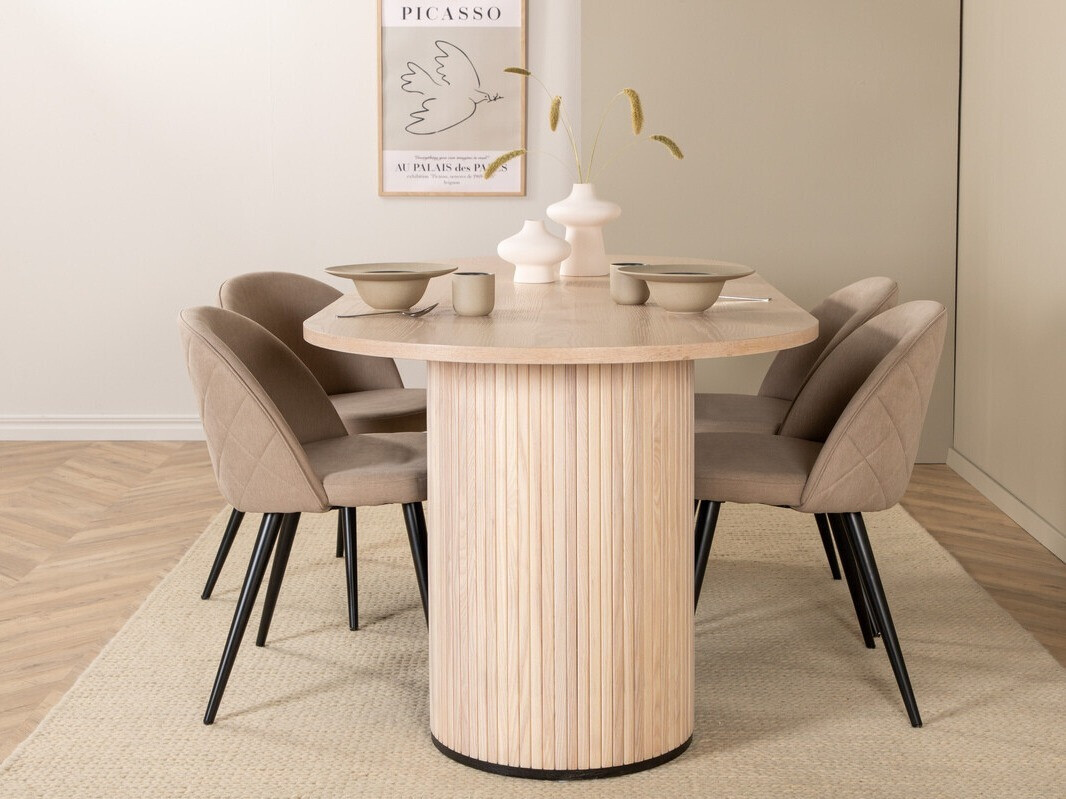 Valgomojo komplektas Dallas 2765 (Kreminė + Juoda)