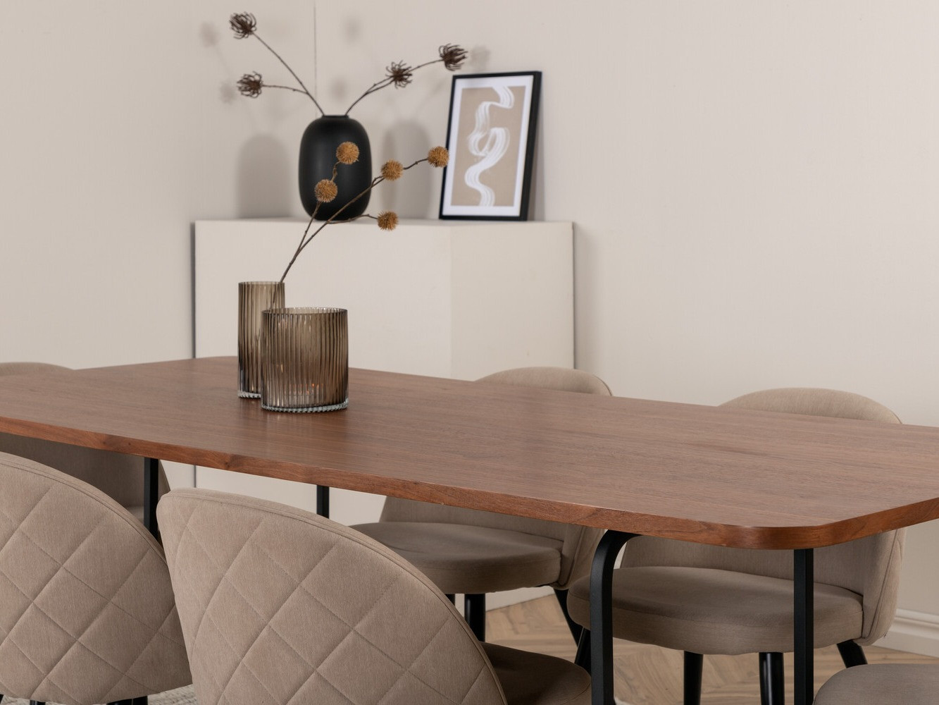 Valgomojo komplektas Dallas 2785 (Smėlinė + Juoda)