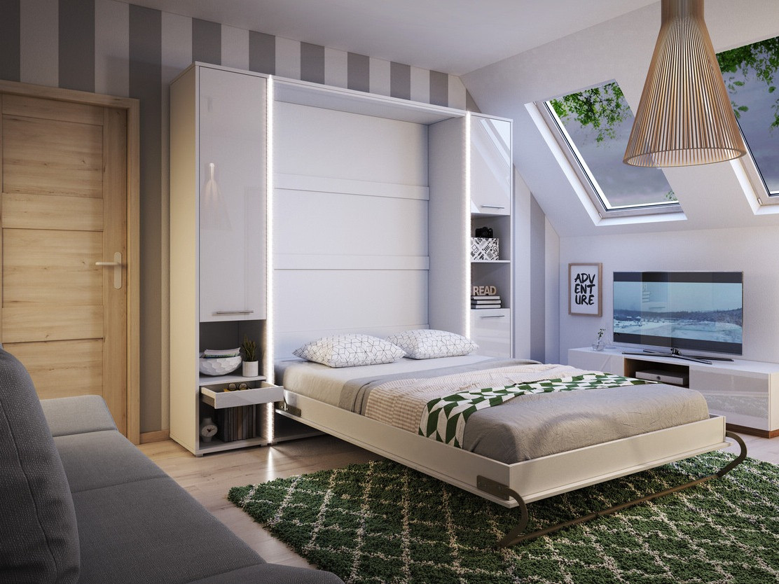 Baldų komplektas Concept Pro Lenart XI (Blizgi balta + Balta)