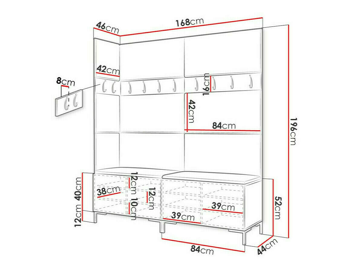 Prieškambario komplektas Tivsoa 104 (Balta)