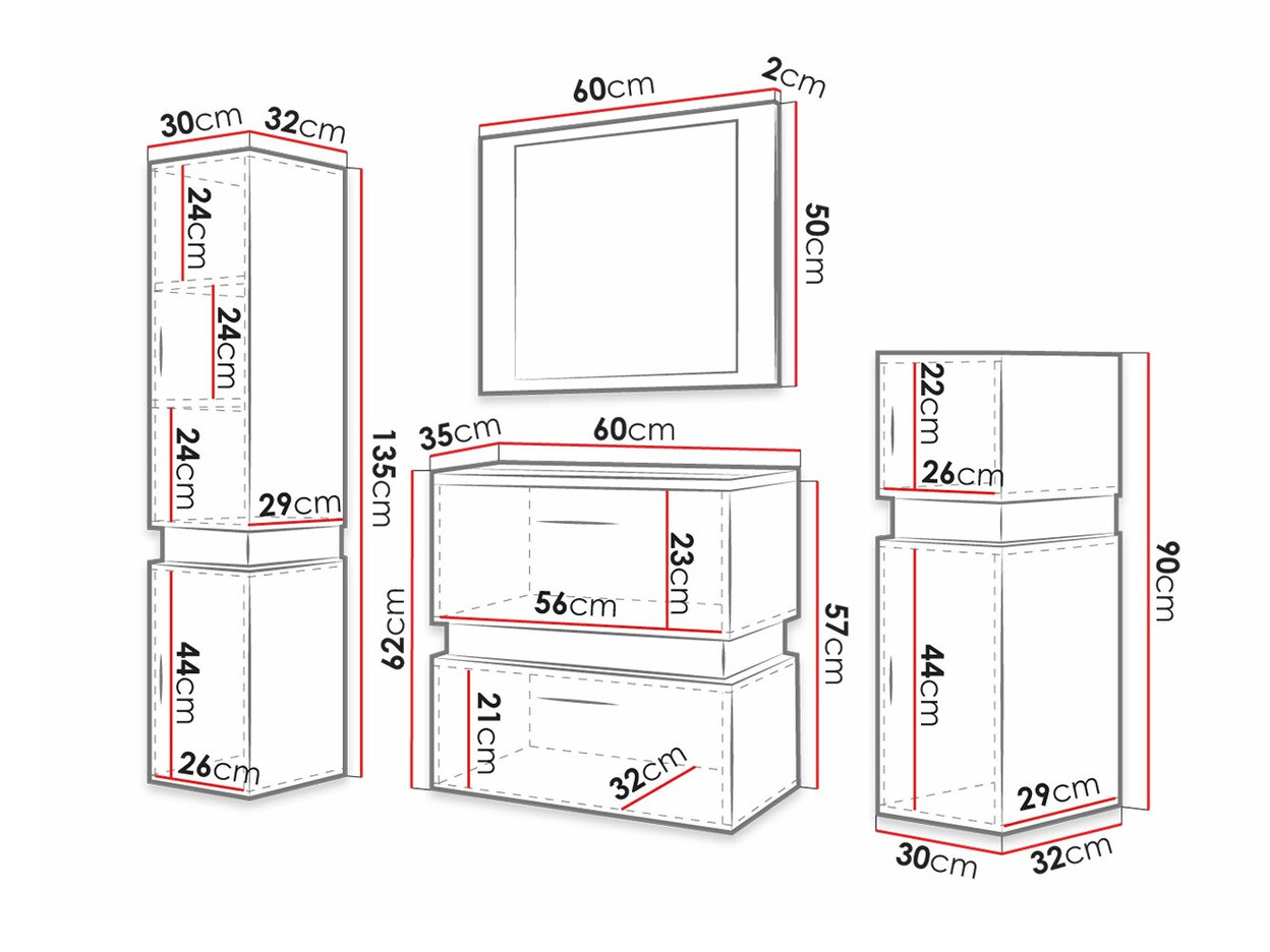Vonios komplektas Hartford C100 (Votan ąžuolas + Juoda)