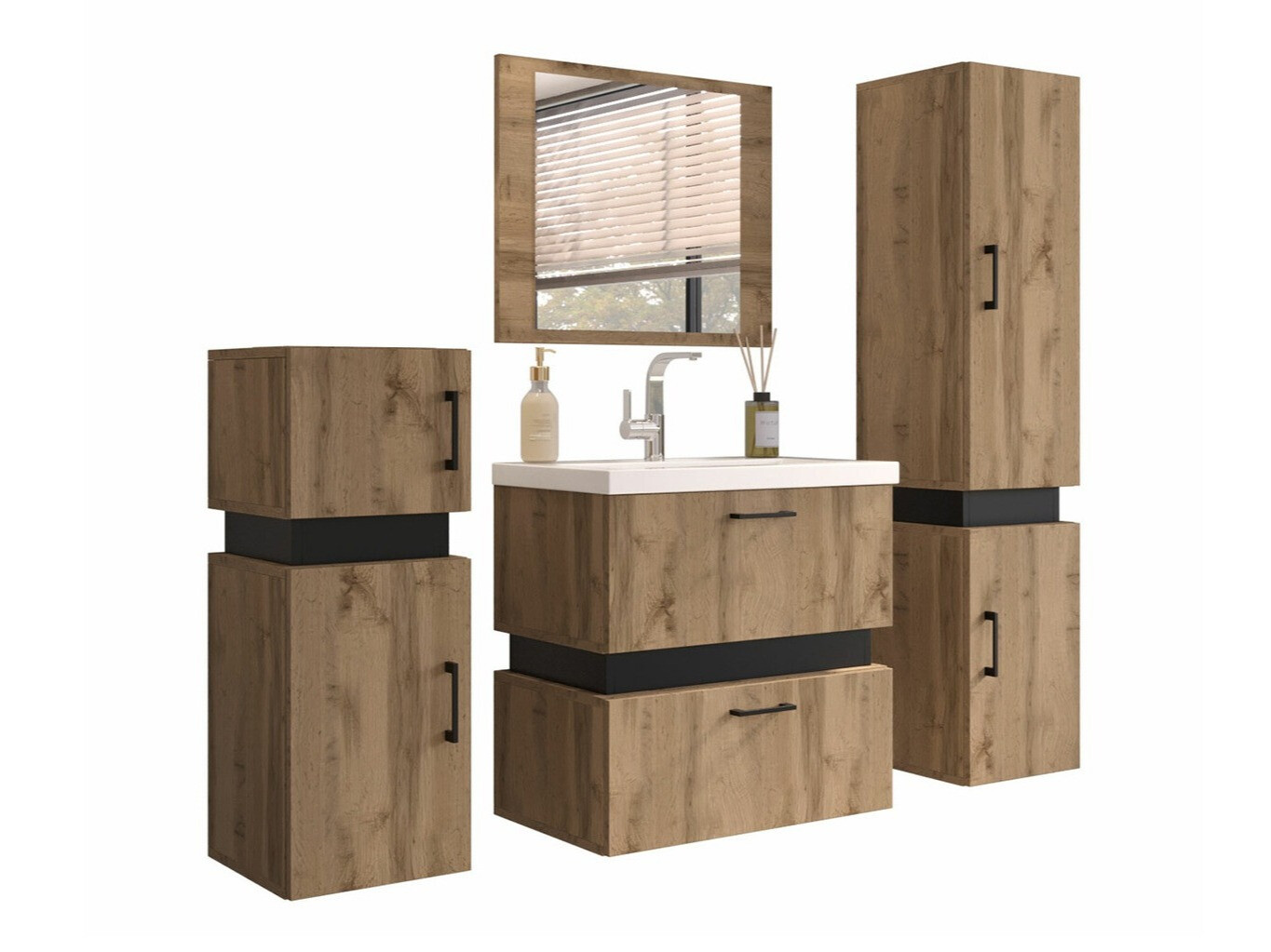 Vonios komplektas Hartford C100 (Votan ąžuolas + Juoda)