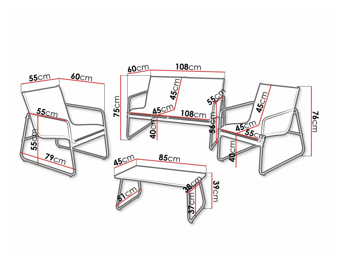 Lauko baldų komplektas Aques