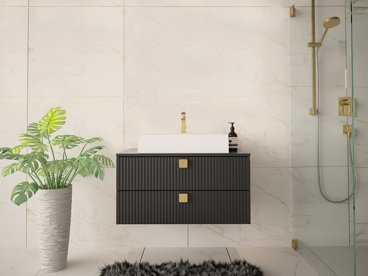 Pakabinama vonios spintelė praustuvui Orlvera 102 (Juoda)