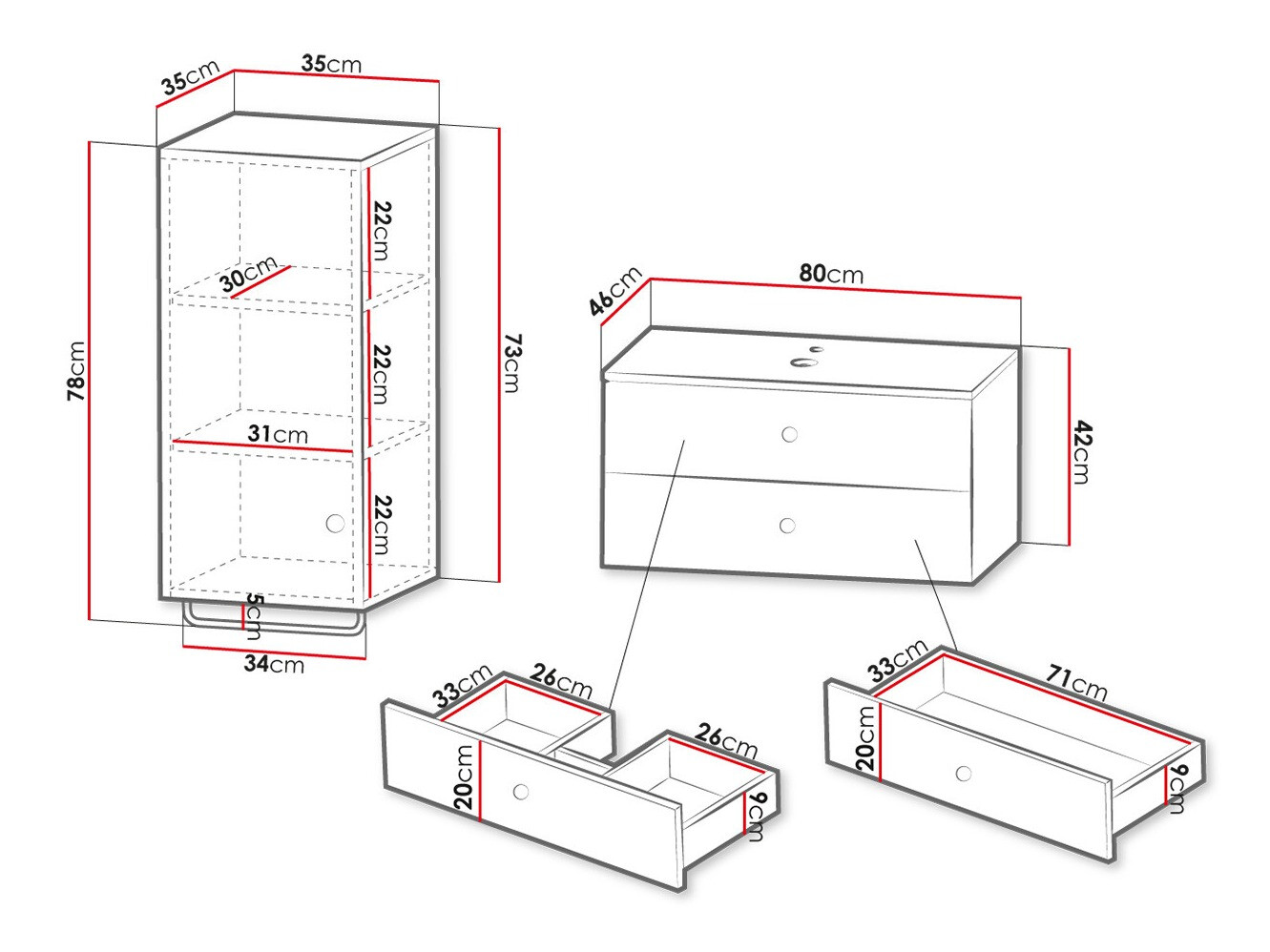 Vonios komplektas Mircalu 104 (Balta)
