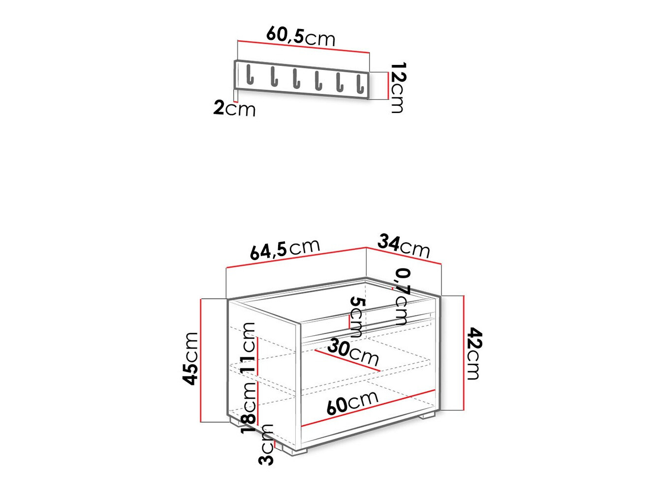 Prieškambario komplektas Comfivo Pinus VI (Balta + Manila 04)