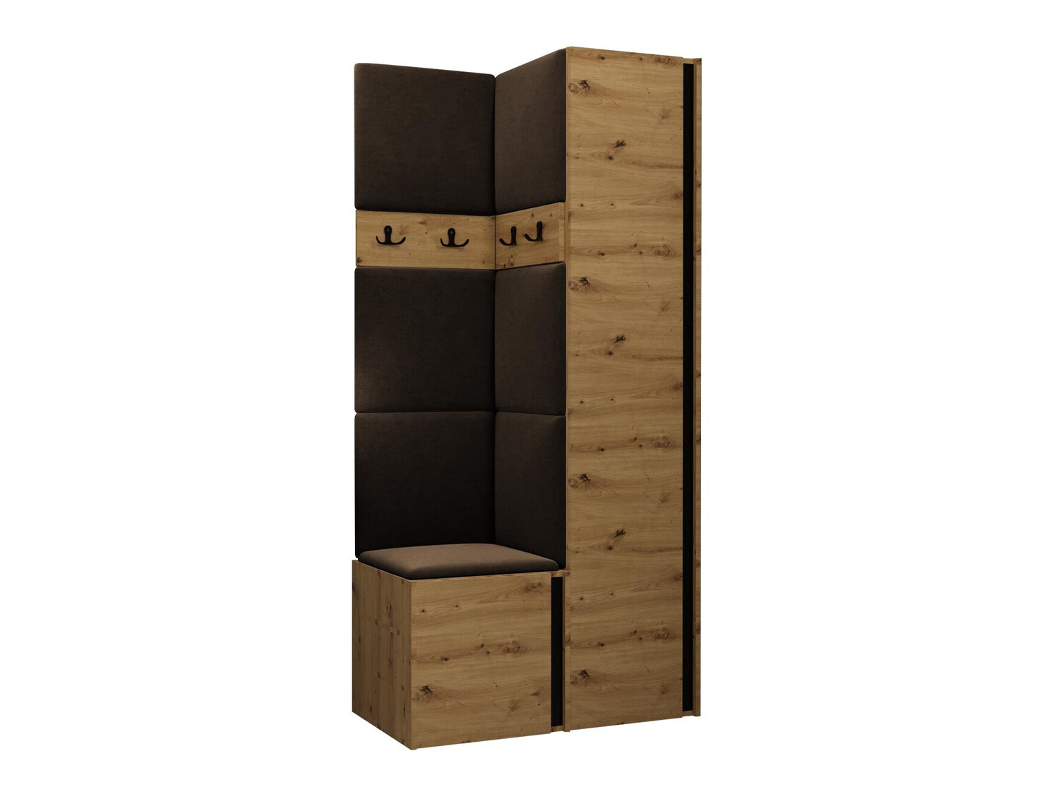 Prieškambario komplektas Pinis XXIV (Artisan ąžuolas + Juoda)