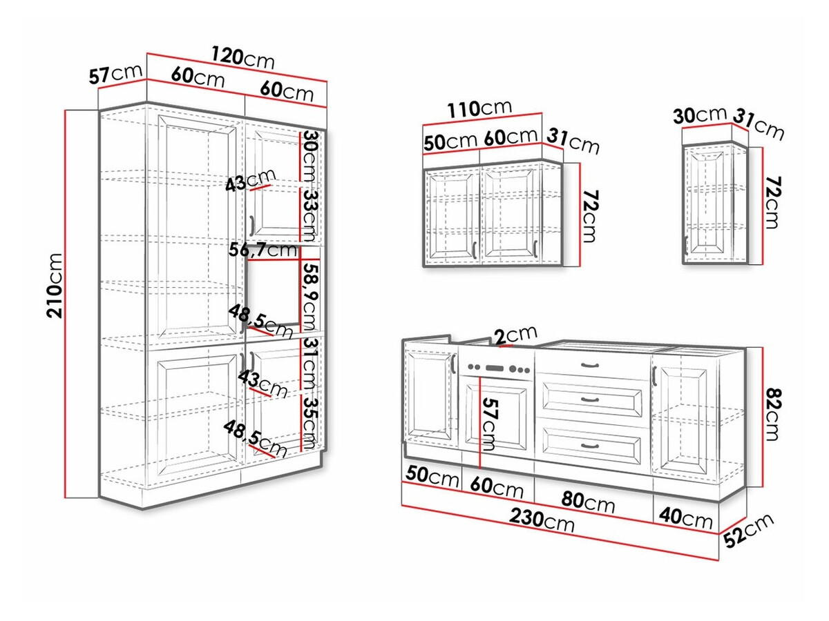 Modulinis virtuvės komplektas Retro White 149