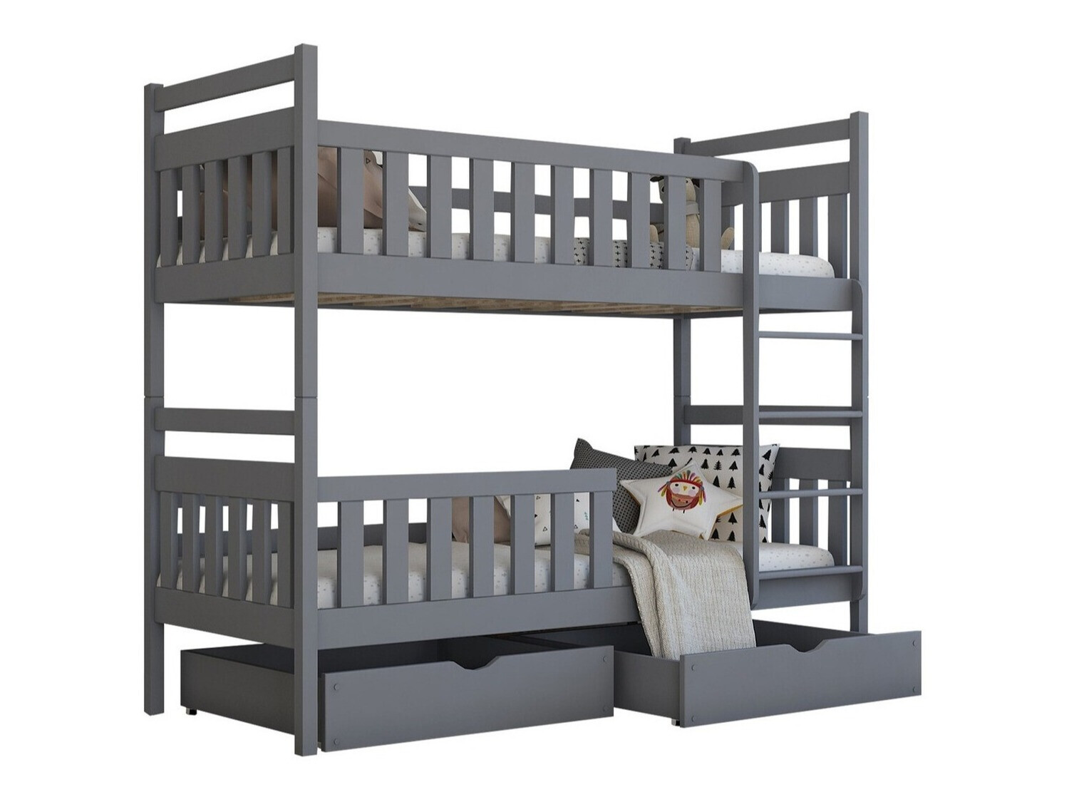 Dviaukštė lova Vista 100 (Pilka)