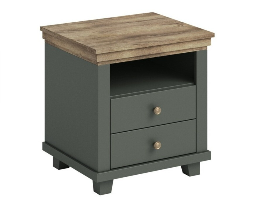 Naktinis staliukas Tolnue 117 (Tamsi žalia + Ąžuolas lefkas)