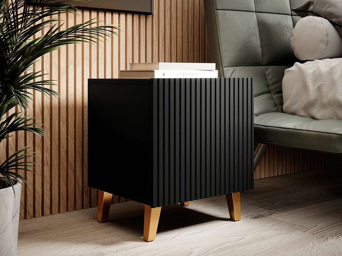 Naktinis staliukas Levmari 107 (Juoda + Auksinė) (2vnt.)