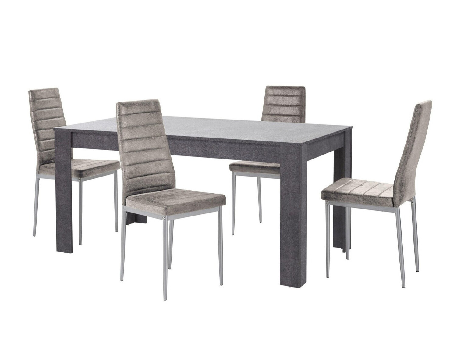 Valgomojo komplektas Denton 605 (Sidabrinė + Šviesi pilka)