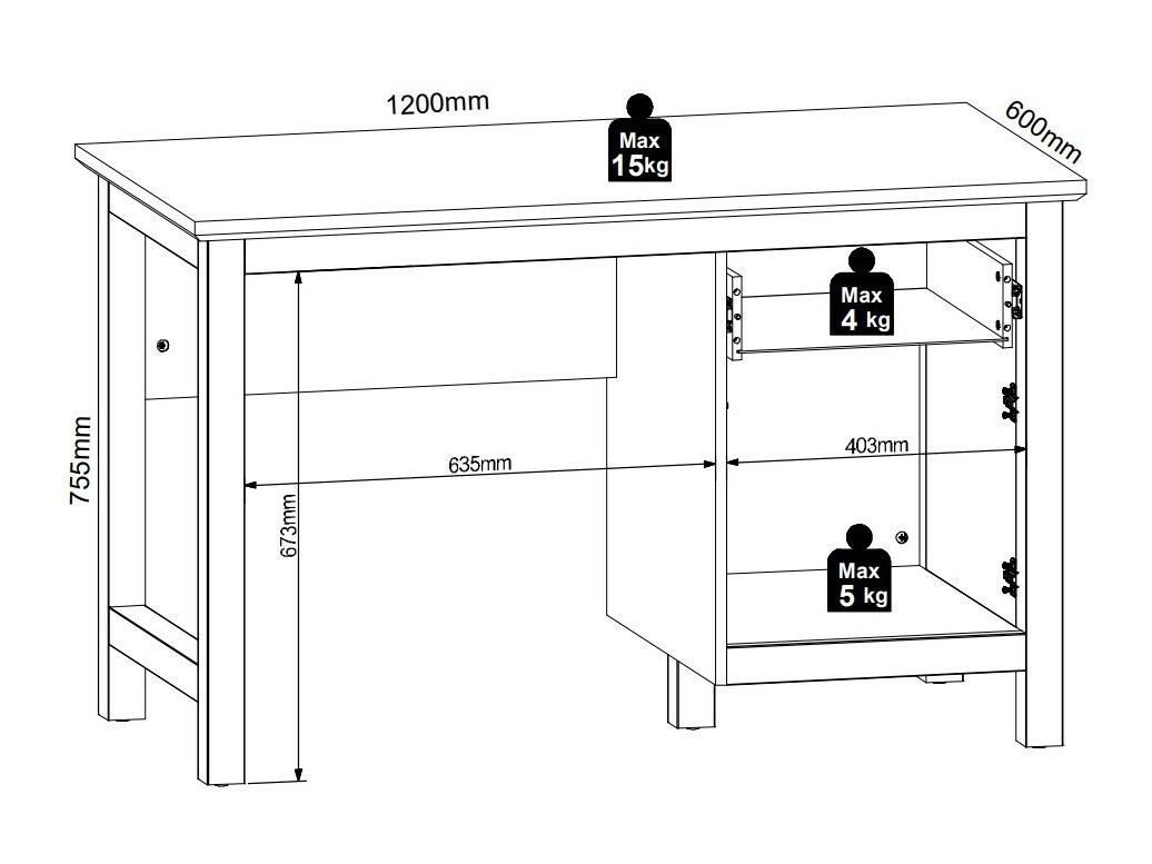 Darbo stalas Sordoro 129 (Sibu maumedis + Larico pušis)