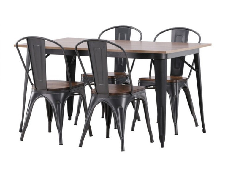 Valgomojo komplektas Dallas 3366 (Riešutas + Tamsi pilka)