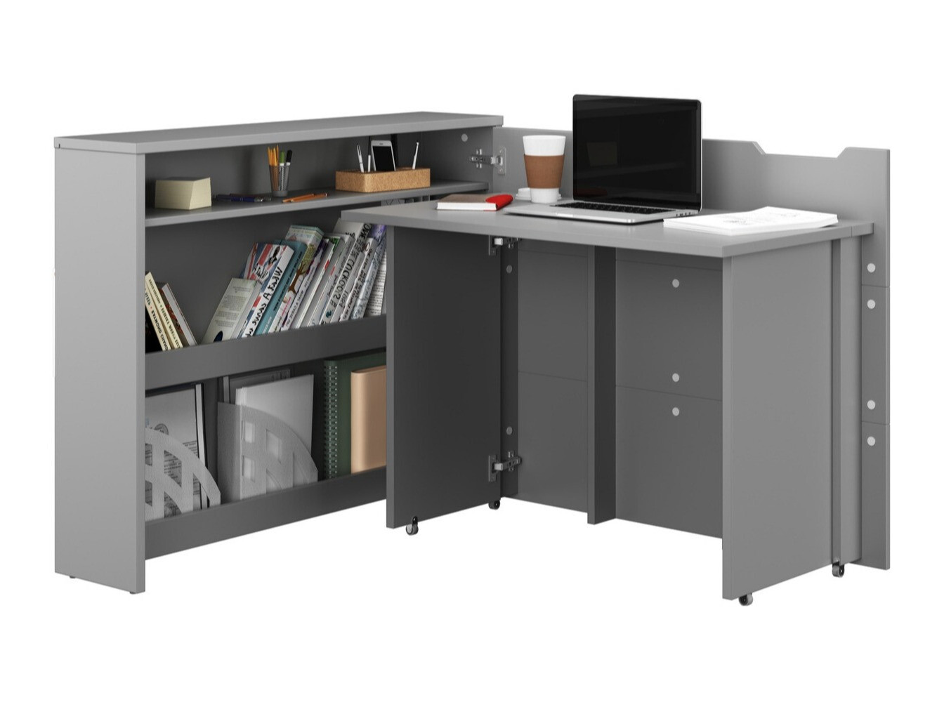 Kampinis darbo stalas Concept Pro Lenart (Pilka)