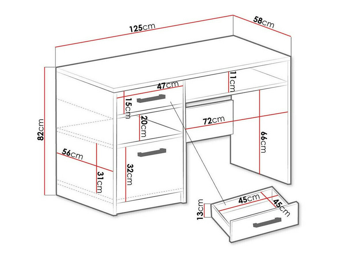 Darbo stalas Dortivu 158 (Balta)