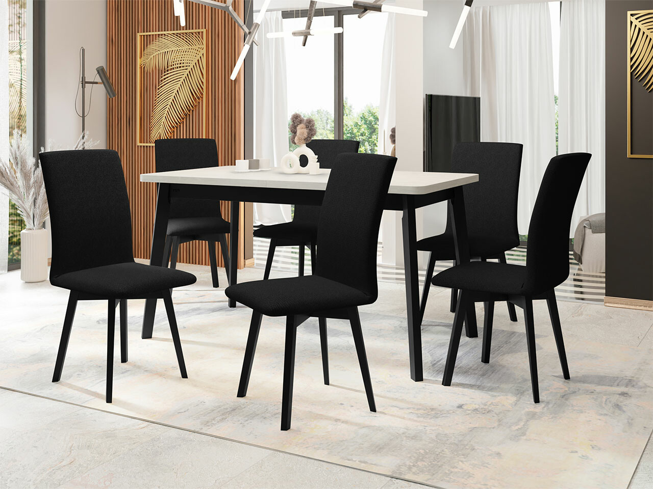 Valgomojo komplektas Victorville 292 (Balta + Juoda)