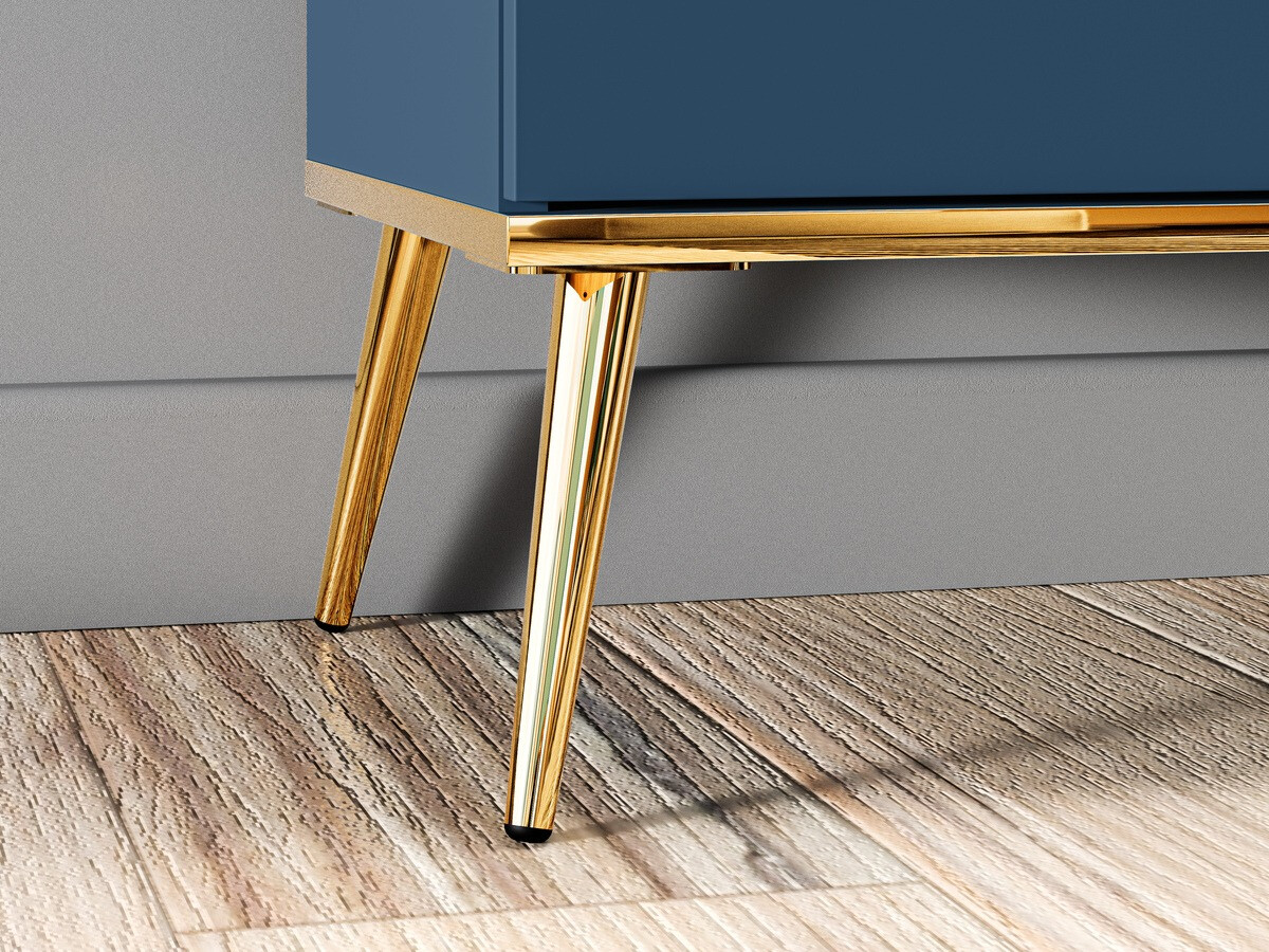 Komoda Flonovu 102 (Tamsi mėlyna + Auksinė)