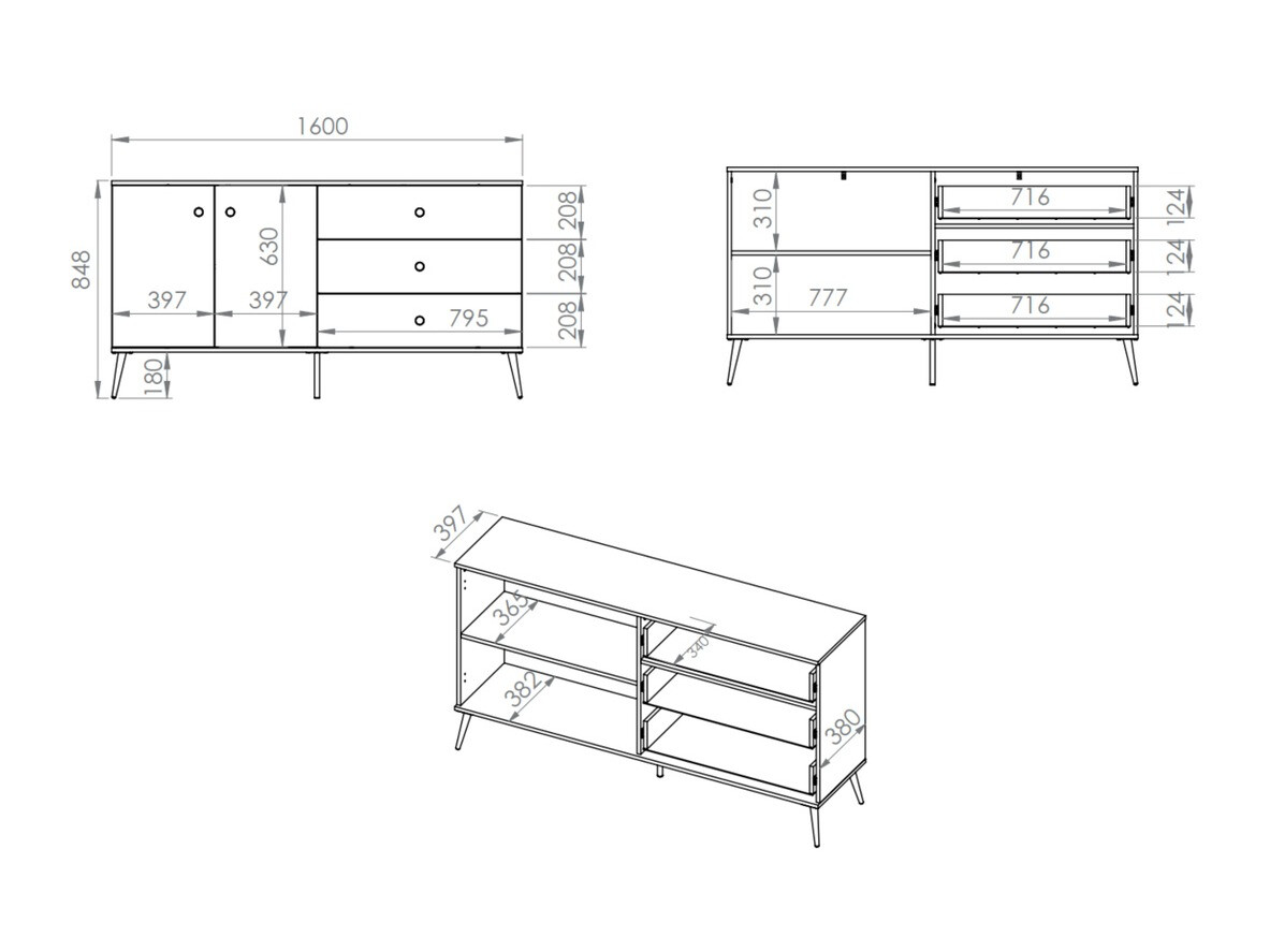 Komoda Flonovu 102 (Tamsi mėlyna + Auksinė)