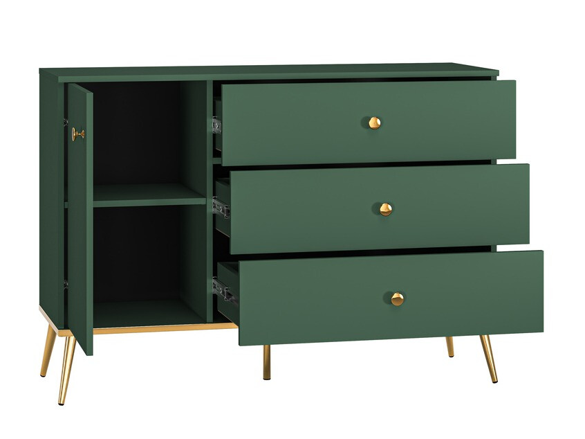Komoda Flonovu 103 (Tamsi žalia + Auksinė)
