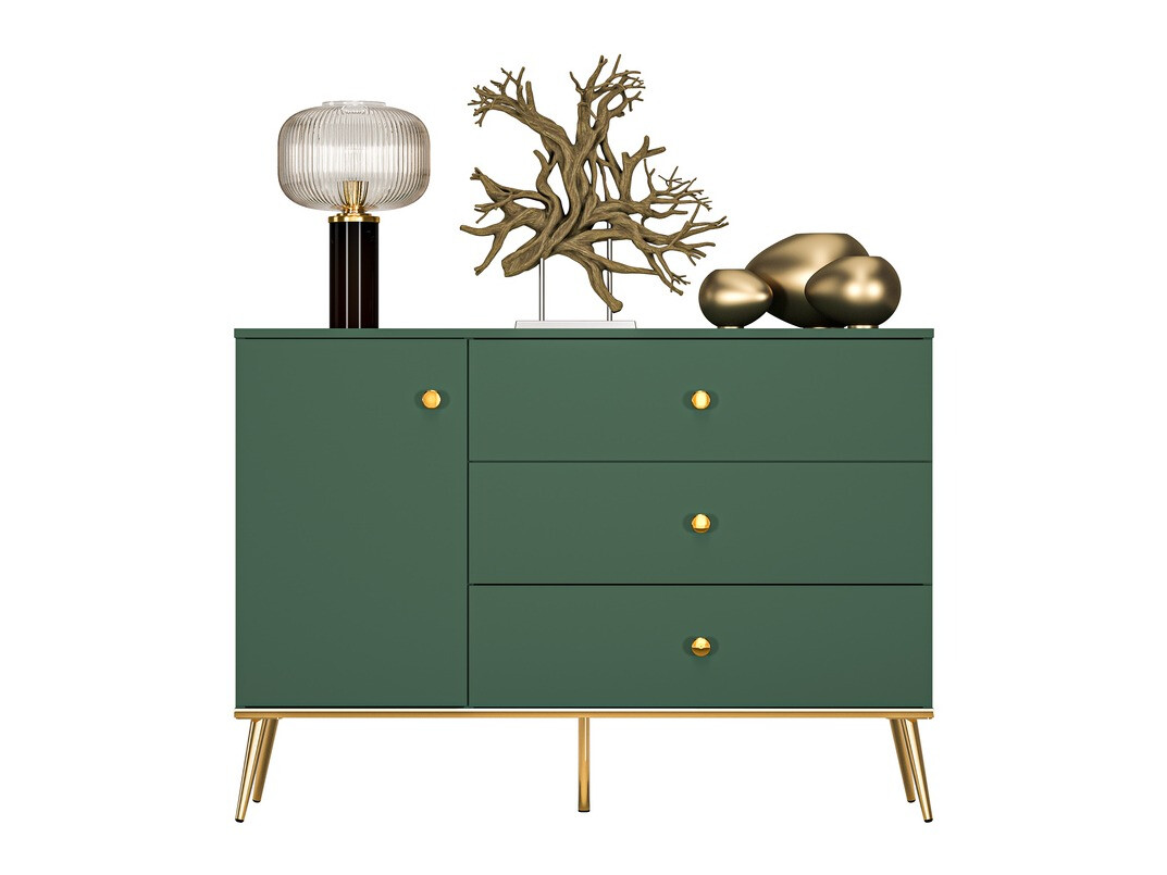 Komoda Flonovu 103 (Tamsi žalia + Auksinė)