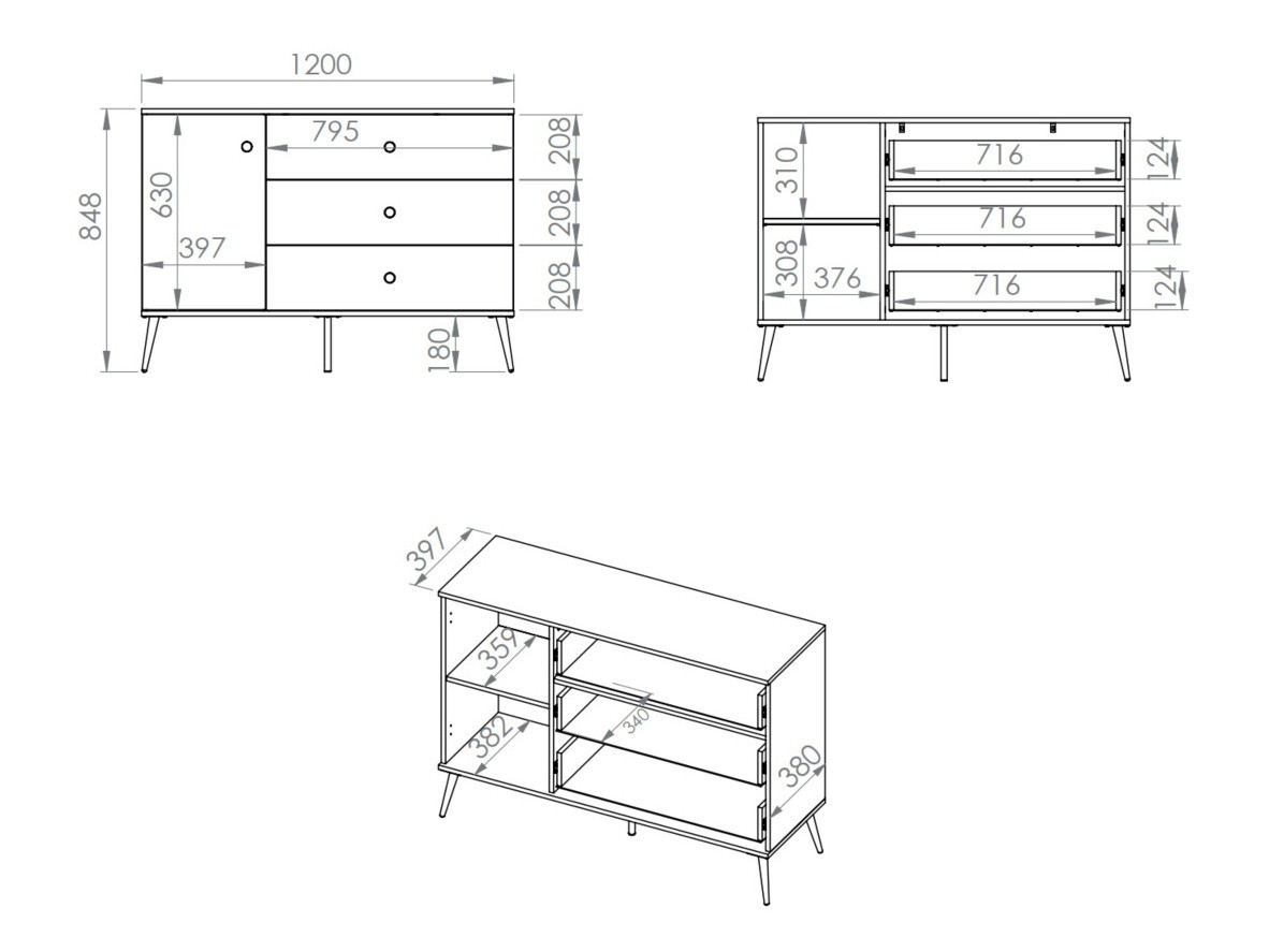 Komoda Flonovu 103 (Tamsi žalia + Auksinė)