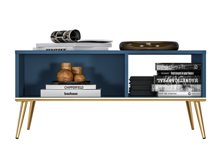 Žurnalinis staliukas Flonovu 106 (Tamsi mėlyna + Auksinė)