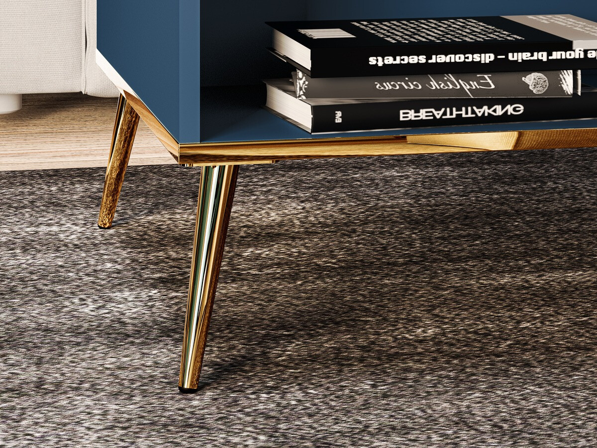 Žurnalinis staliukas Flonovu 106 (Tamsi mėlyna + Auksinė)