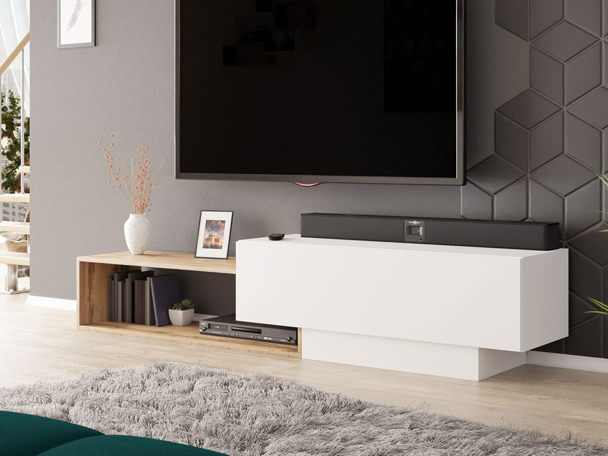 TV staliukas Utica 117 (Balta + Votan ąžuolas)