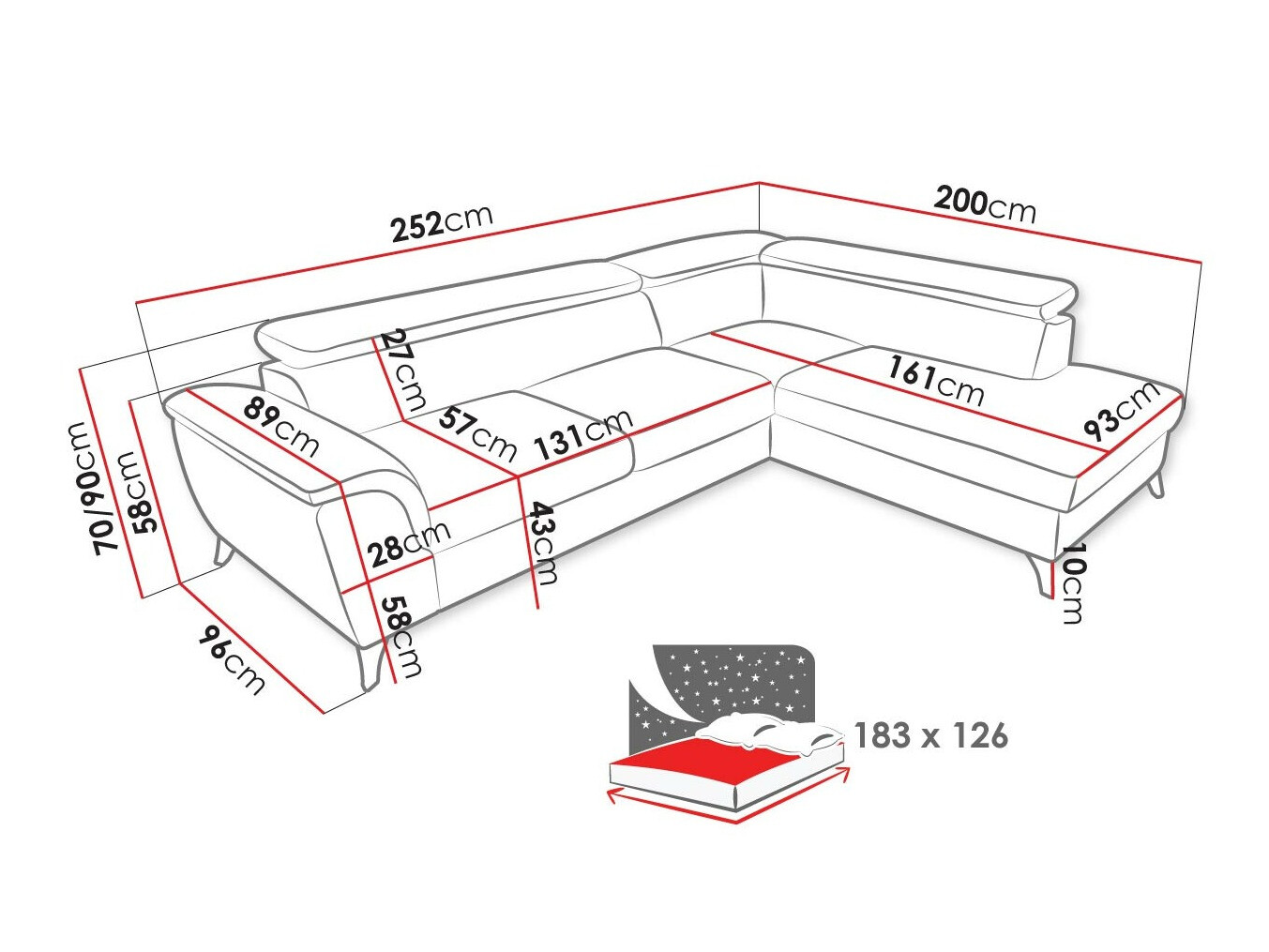 Minkštas kampas Lincoln 178 (Zetta 305)