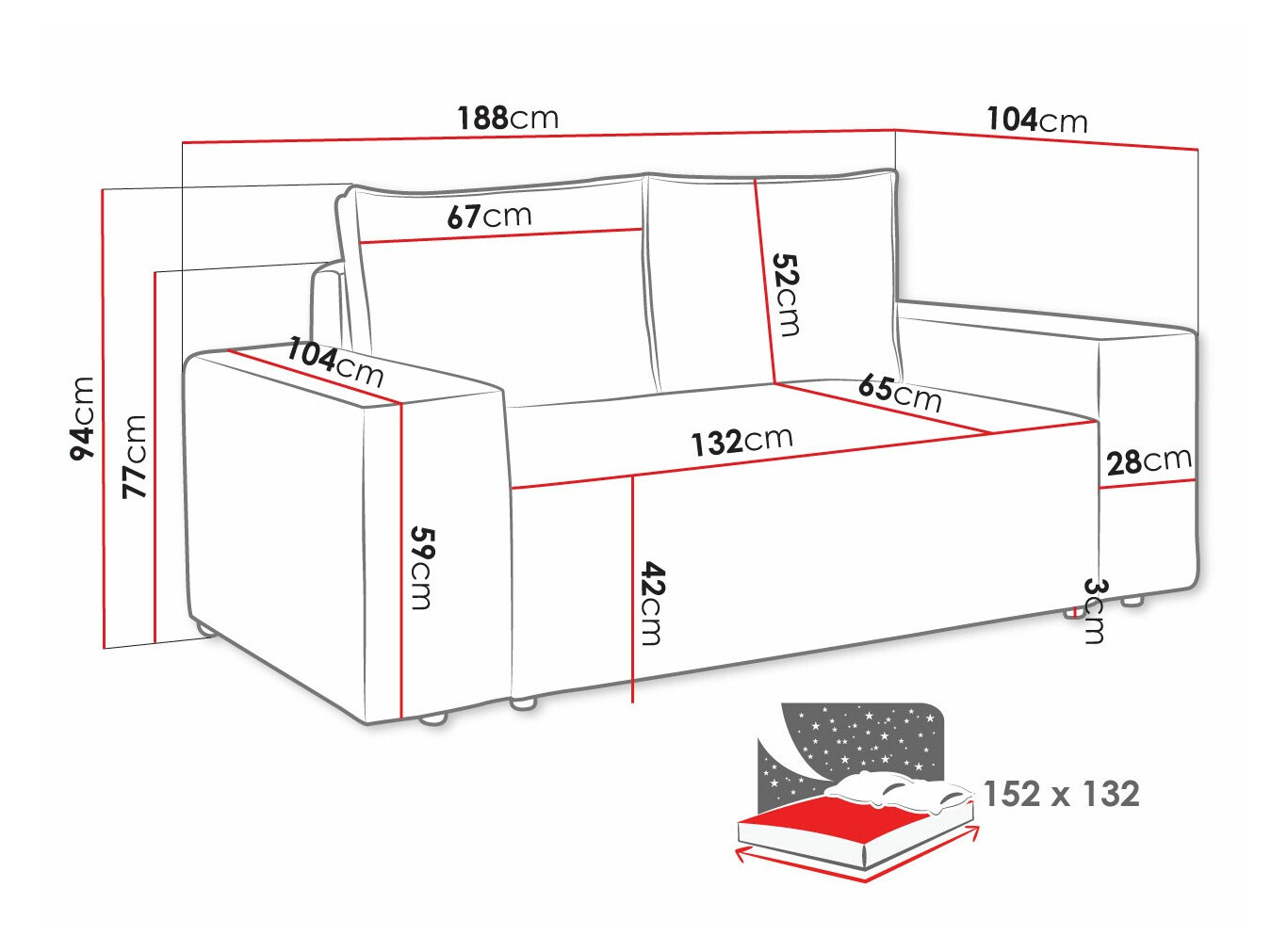Sofa lova Clovis 107 (Poso 01)