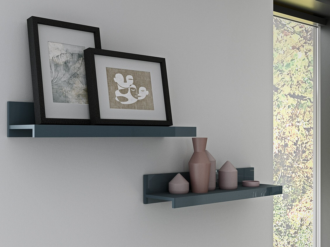 Pakabinamų lentynų komplektas Torvire 105 (Pilka + Blizgus pilkas)