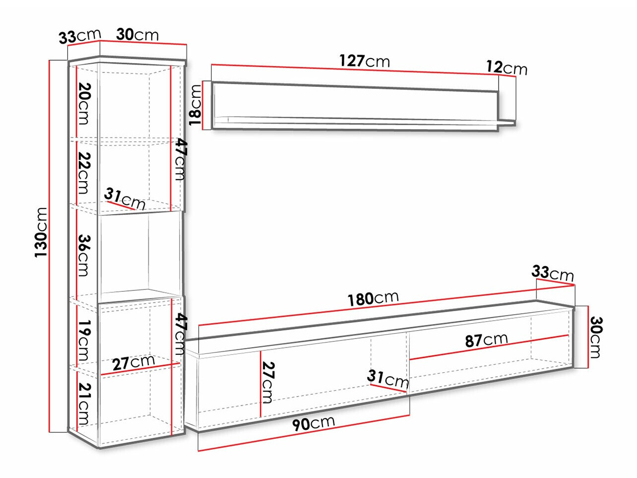 Svetainės komplektas Sarasota 130 (Tamsi pilka + Blizgi balta)