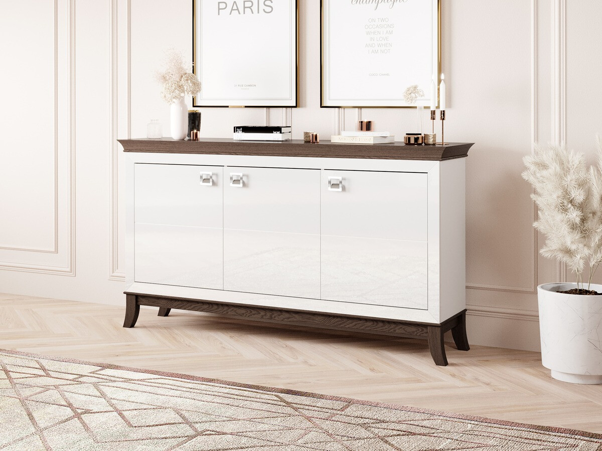 Spintelė Austin BA109 (Blizgi balta + Tamsus ąžuolas)