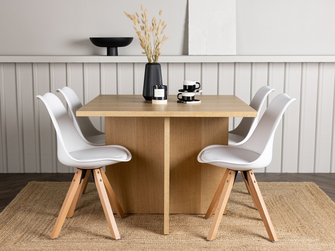 Valgomojo komplektas Dallas 4001 (Balta + Šviesus medis)