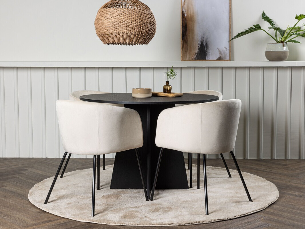 Valgomojo komplektas Dallas 4006 (Kreminė + Juoda)