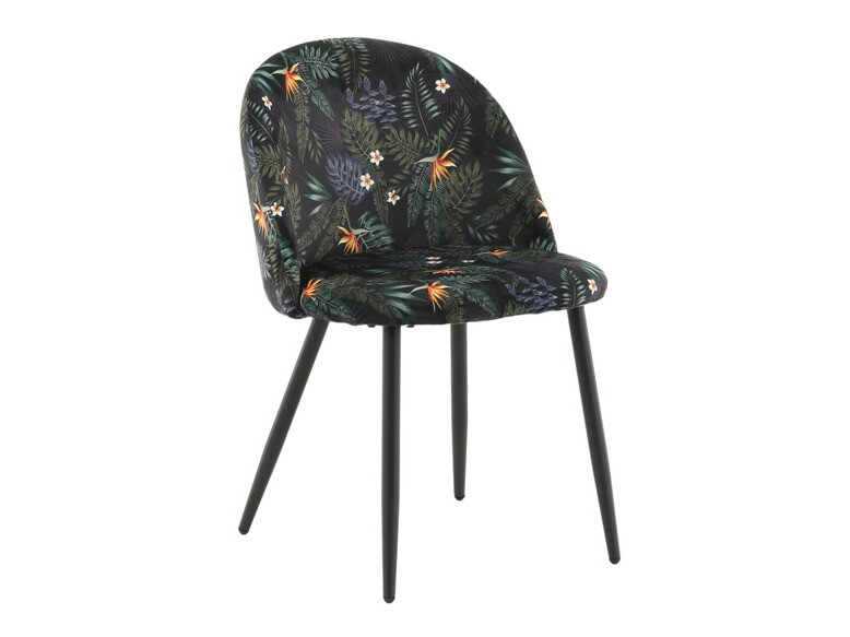 Valgomojo komplektas Dallas 1876 (Gėlių raštas + Juoda)