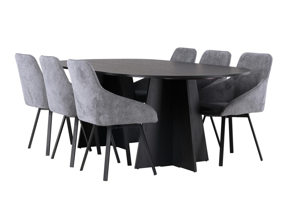 Valgomojo komplektas Dallas 4021 (Pilka + Juoda)