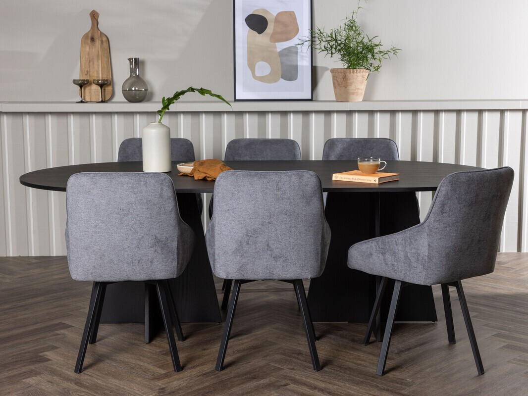 Valgomojo komplektas Dallas 4021 (Pilka + Juoda)