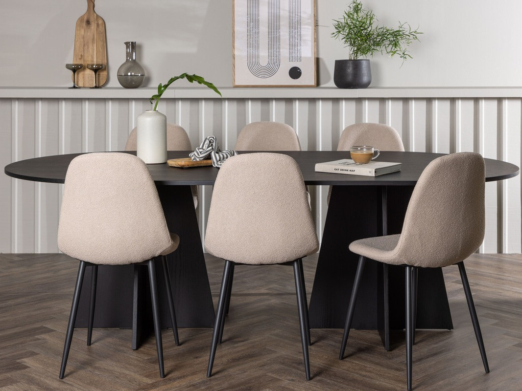 Valgomojo komplektas Dallas 4033 (Smėlinė + Juoda)