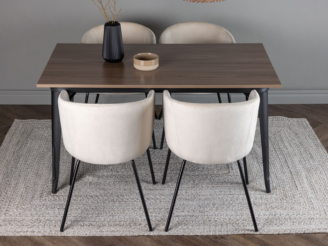 Valgomojo komplektas Dallas 4044 (Kreminė + Juoda)