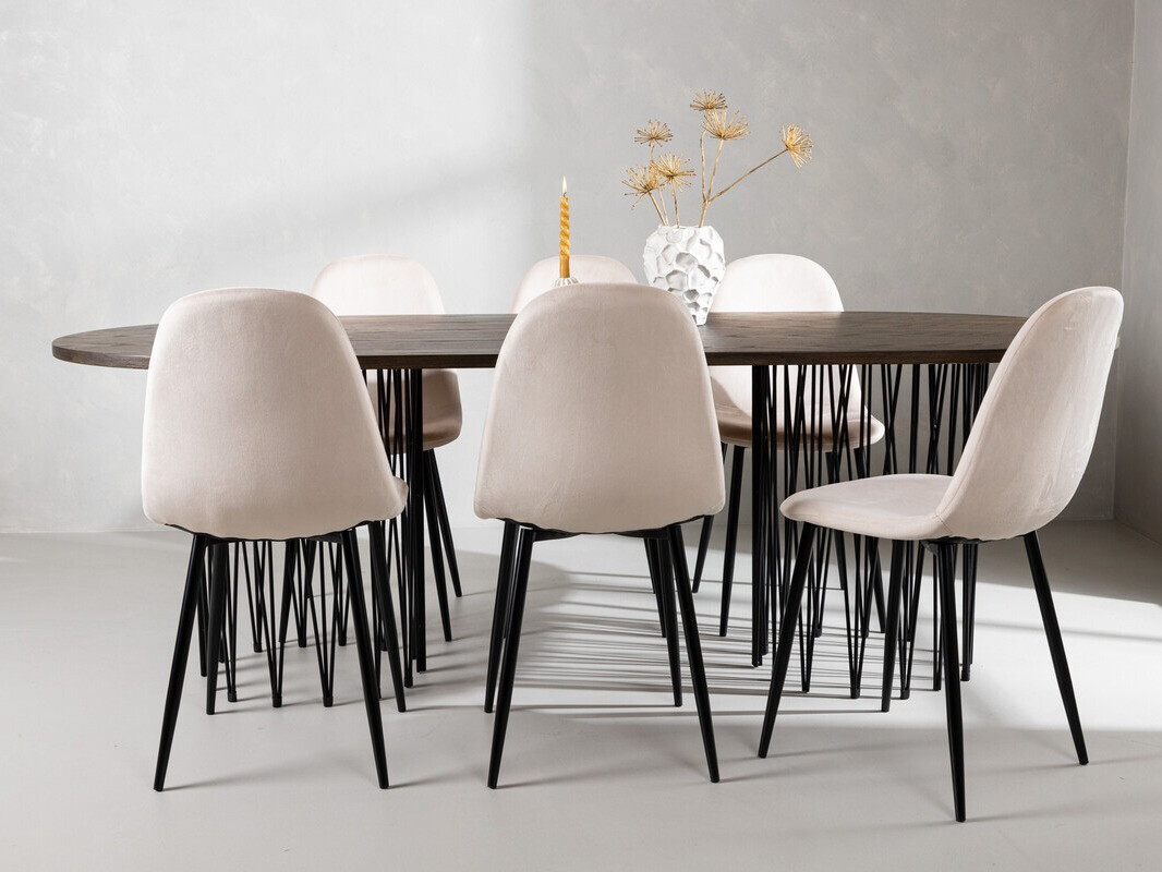 Valgomojo komplektas Dallas 4062 (Smėlinė + Juoda)